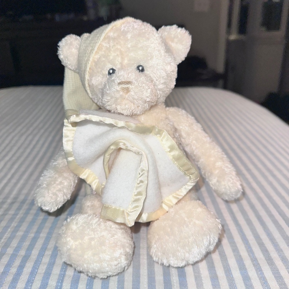 Baby Gund Nighty Night Musical Wind Up Teddy Bear Plush Cream 58002 8"